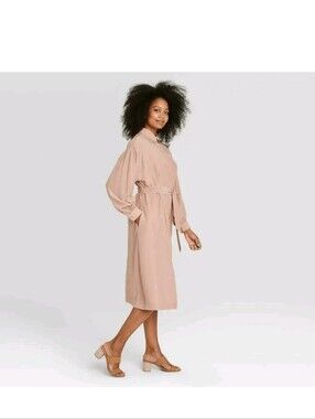 Womens Prologue Copper Button Down Long Sleeve Drapey Shirt Dress - Sz XL